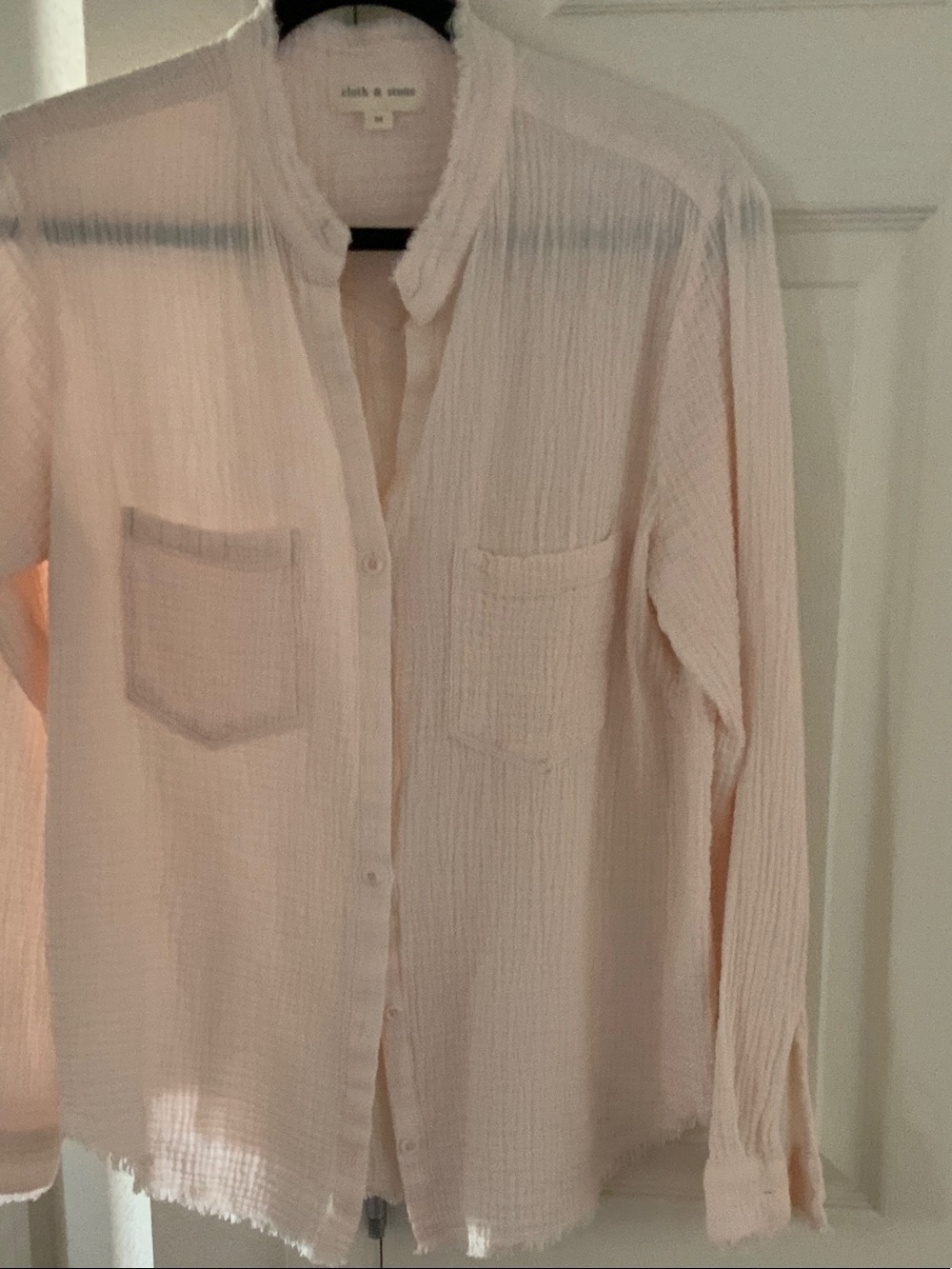 Cloth & Stone Womens Pink Textured Button-Down Shirt